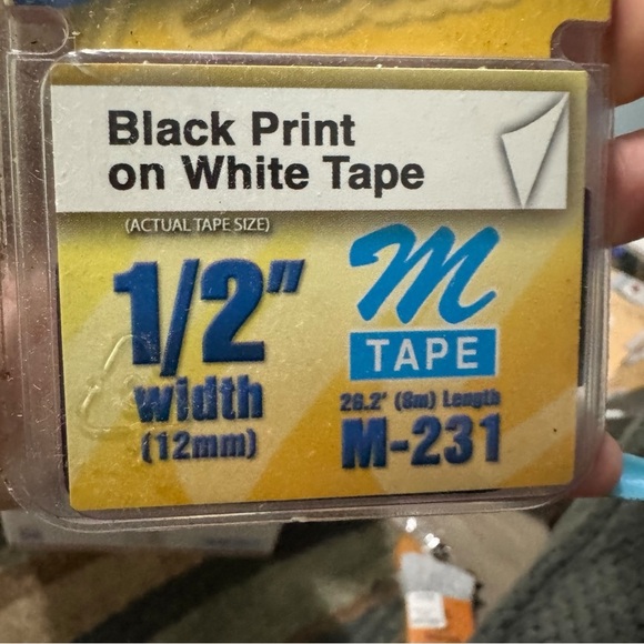 Brother M-231 Label Tape | 1/2" White w/ Black Text | Vintage P-Touch Refill - Picture 3 of 12
